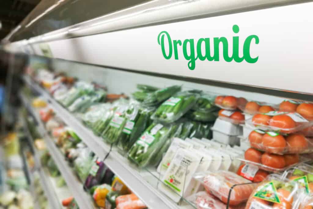 Produce section of grocery store where you buy organic produce